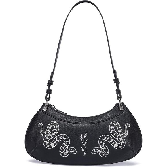 Handbags - Bat Goth Mini Purse Women Y2K Small Shoulder Bag Star Charm Fashion Black Snake